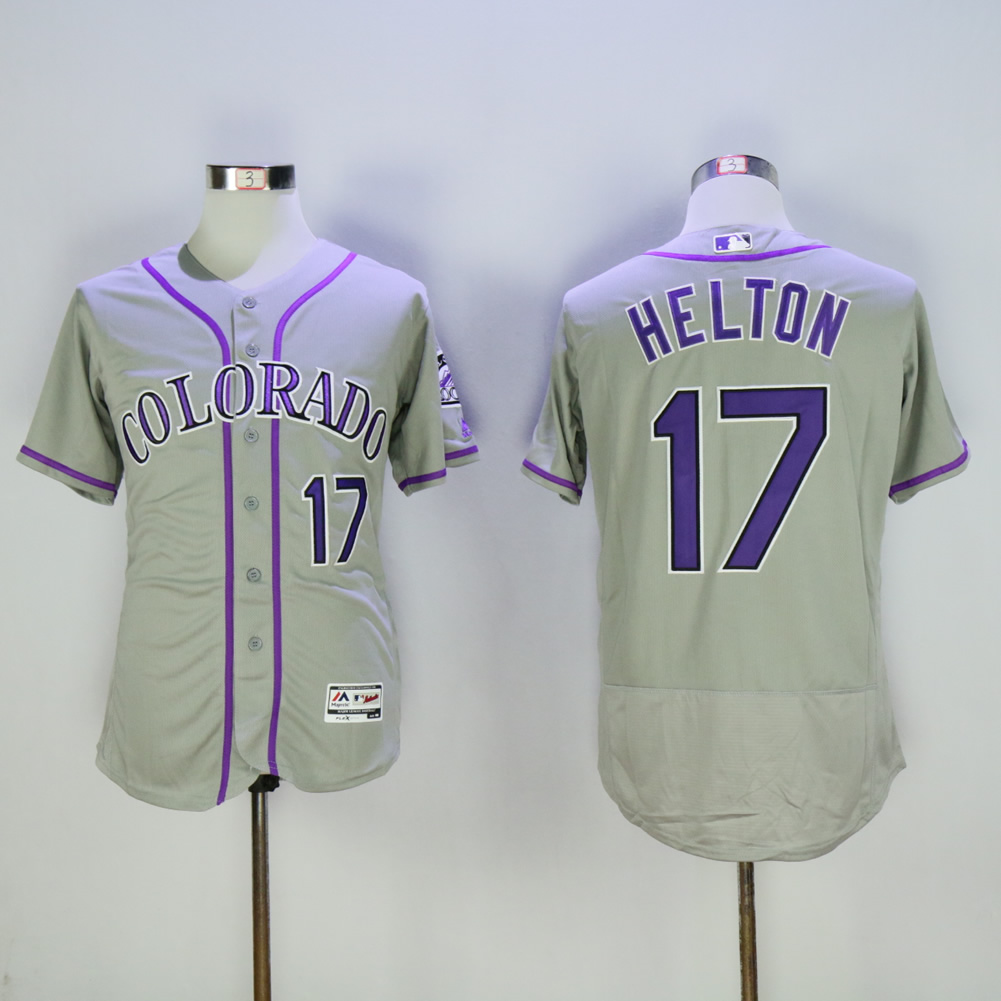 Men Colorado Rockies #17 Helton Grey MLB Jerseys